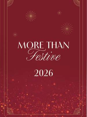 Promotional graphic for Rixos Premium Gocek Adult Only New Year celebration. A deep red background features elegant gold borders and starbursts with the text 'MORE THAN Festive 2026' in white, set above a sparkling gold glitter effect